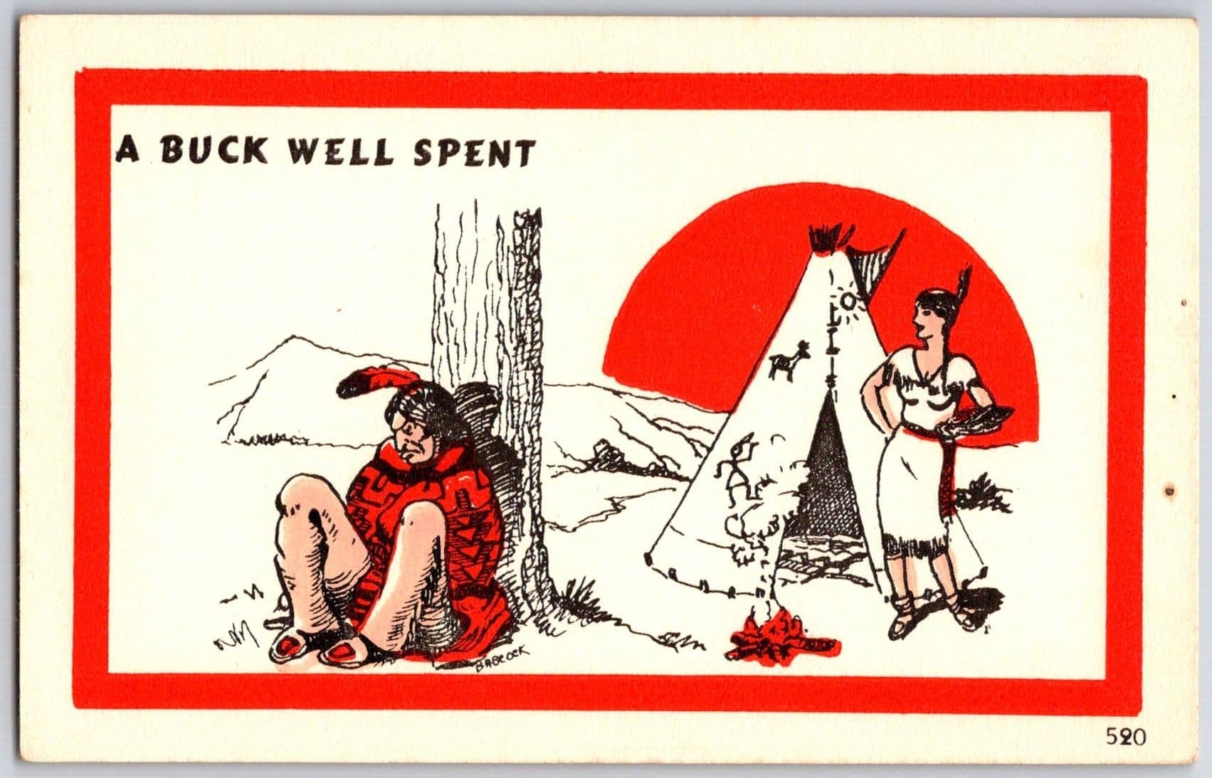 NATIVE AMERICAN COUPLE Albuquerque NM Teepee A BUCK WELL SPENT Postcard