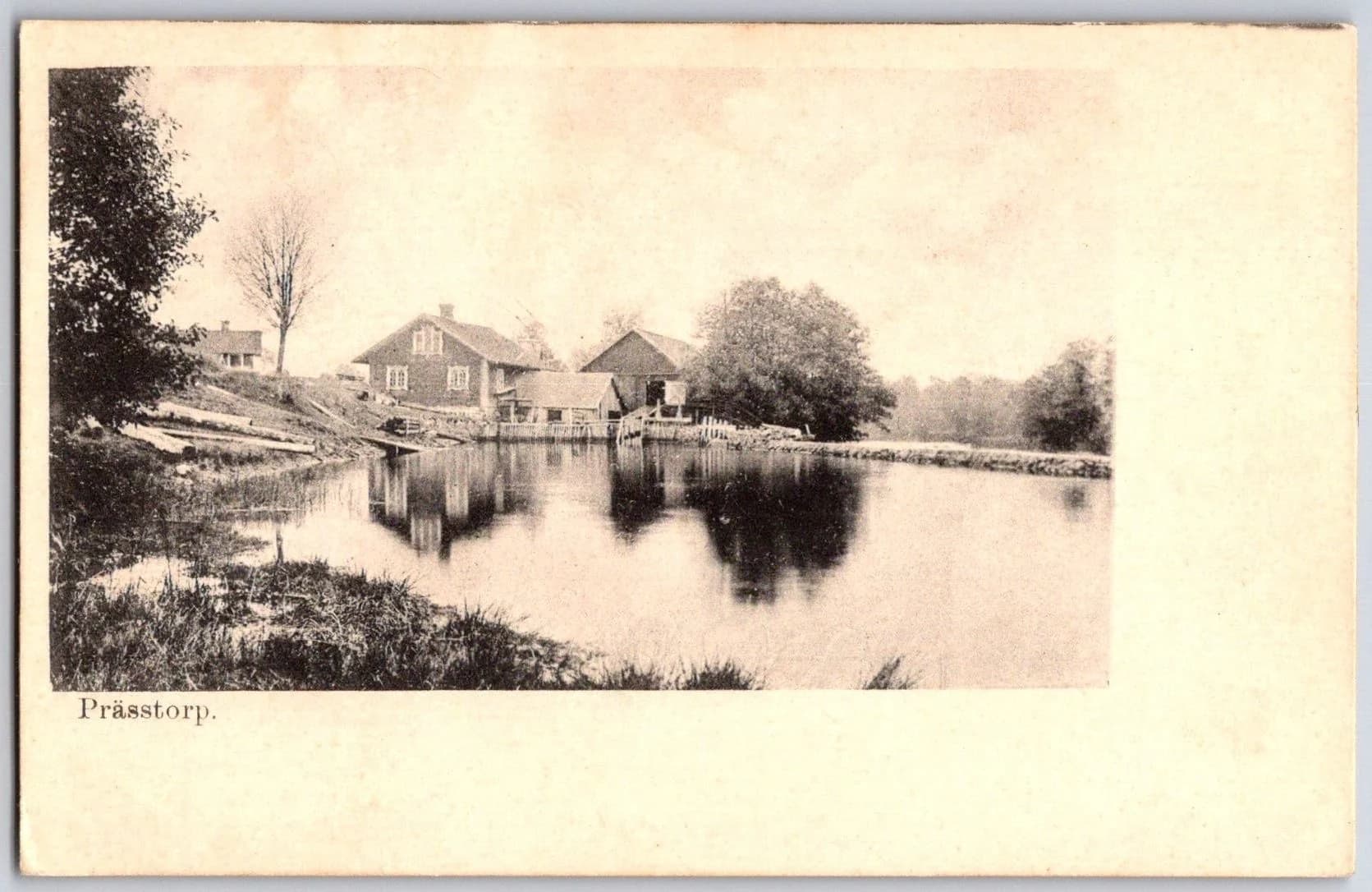 Prässtorp Sweden Waterfront Farm Wooden Footbridge Undivided Back Postcard