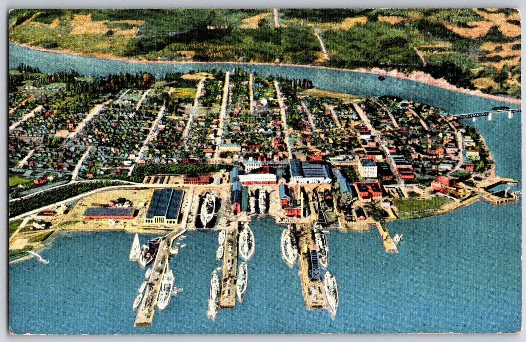BREMERTON NAVY YARD Washington WA Pacific Northwest Naval Defense Postcard