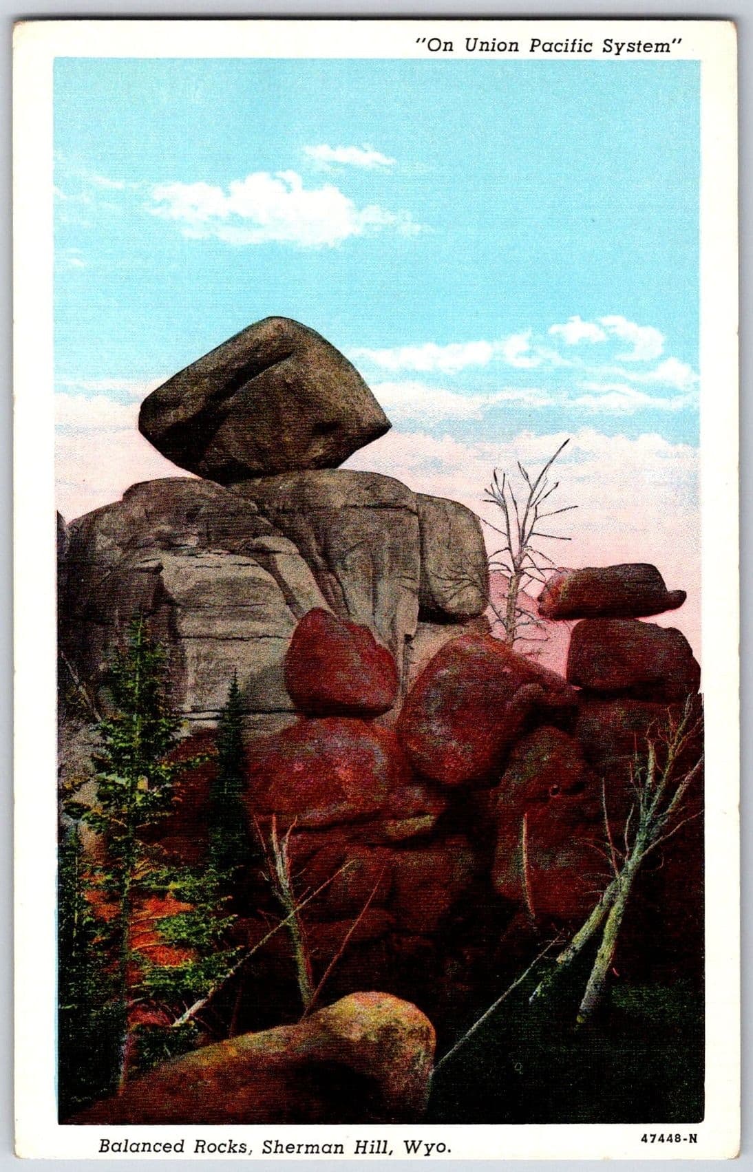 BALANCED ROCKS Sherman Hill Wyoming Natural Rock Formation Postcard