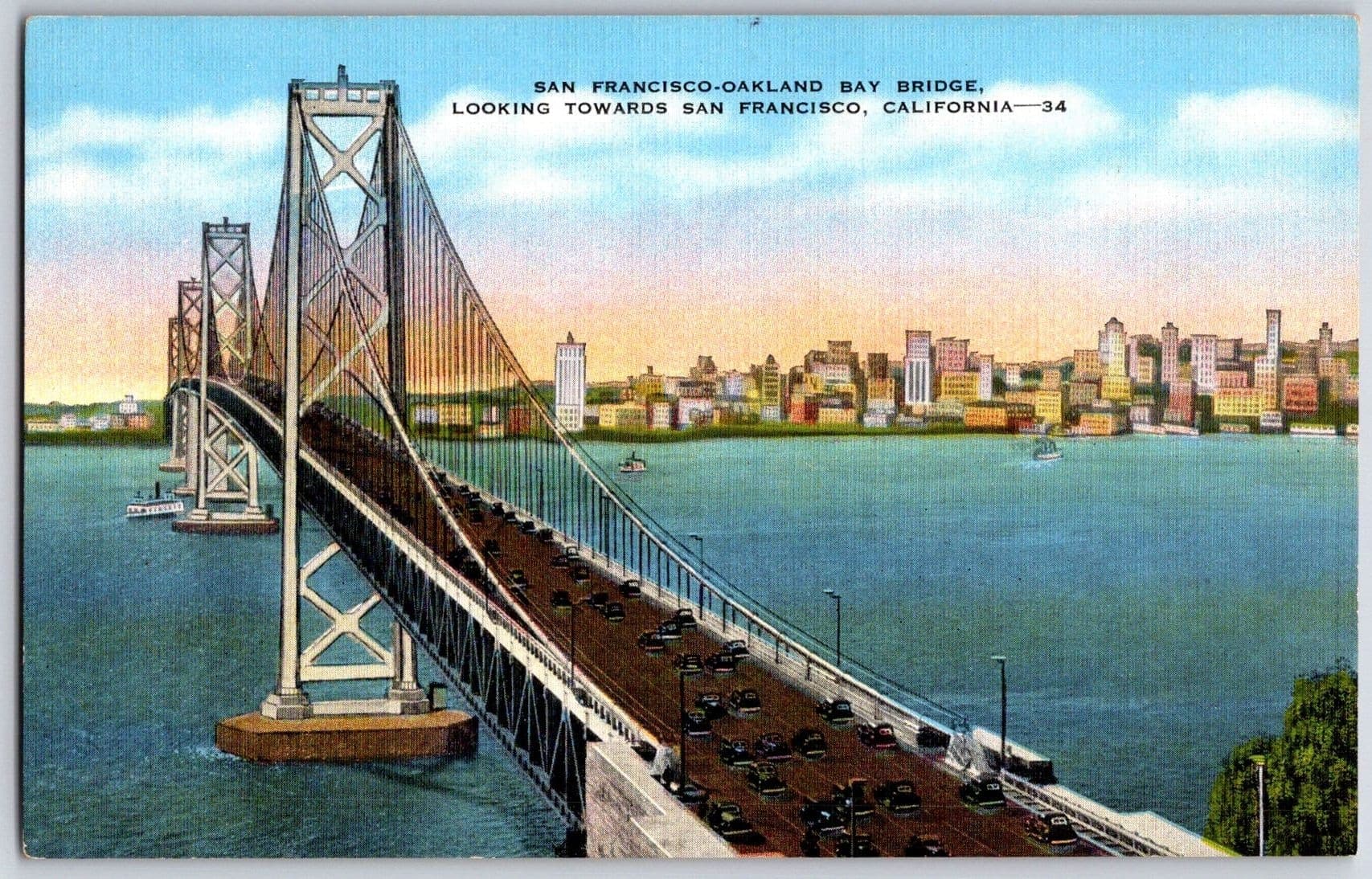 SAN FRANCISCO-OAKLAND BAY BRIDGE California CA Postcard