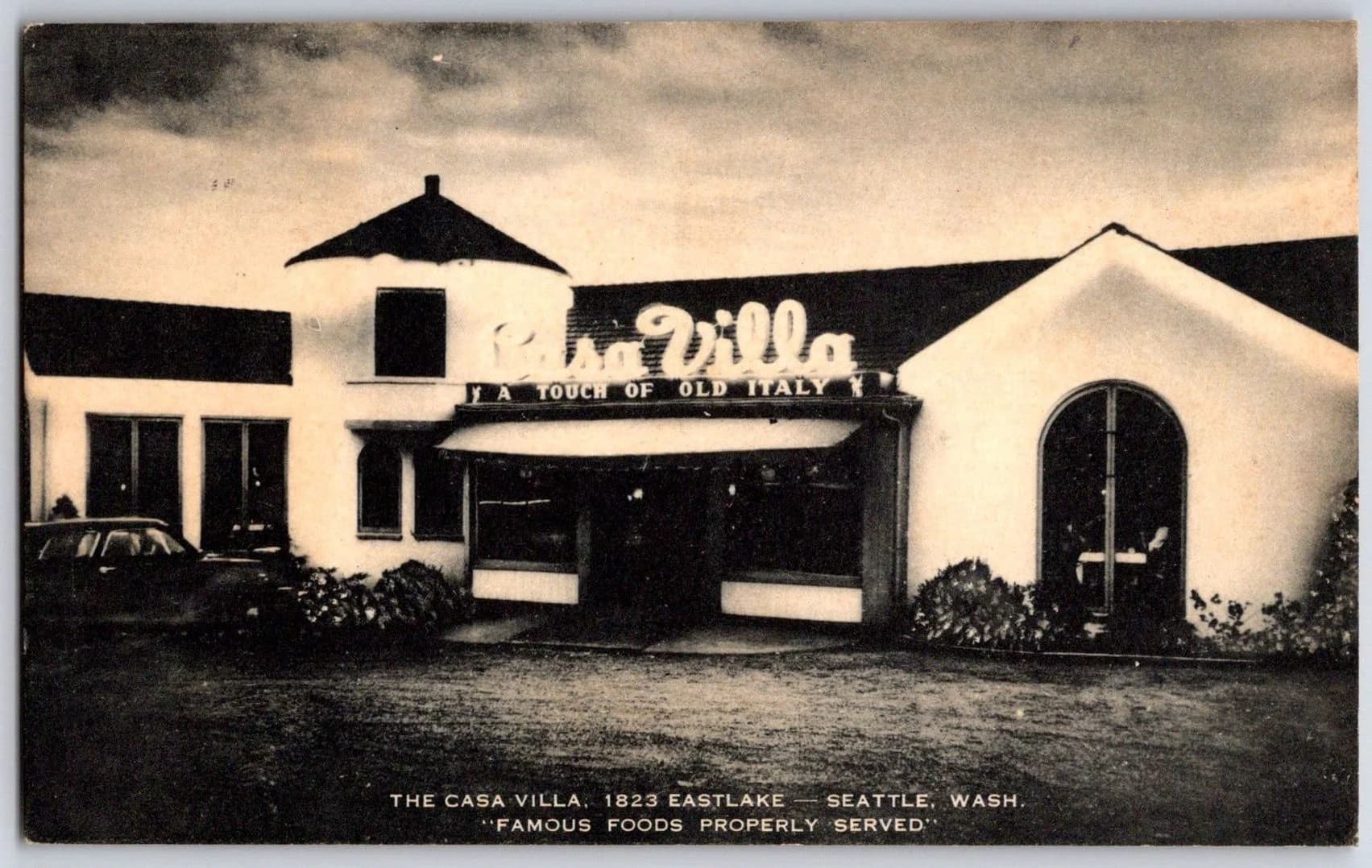 Casa Villa Italian Restaurant 1823 Eastlake Seattle Washington WA Postcard