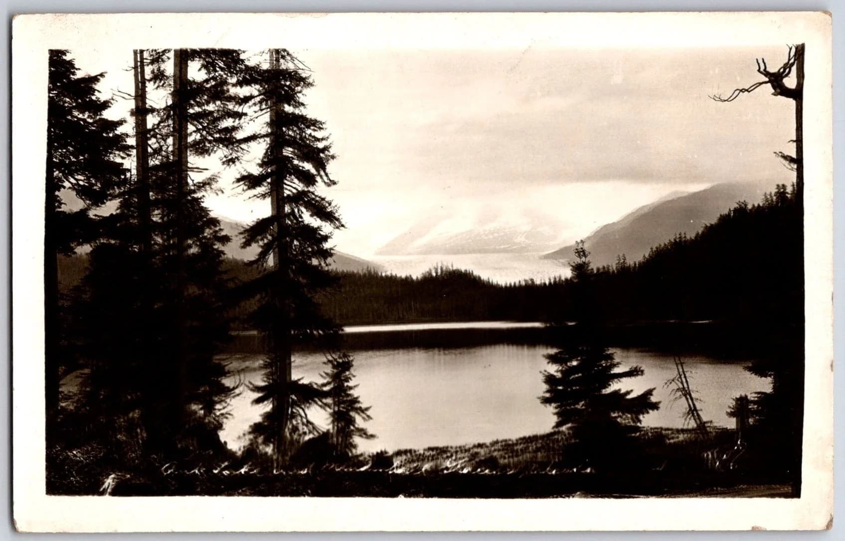 Auke Lake Mendenhall Glacier Juneau Alaska AK 1929 Postcard