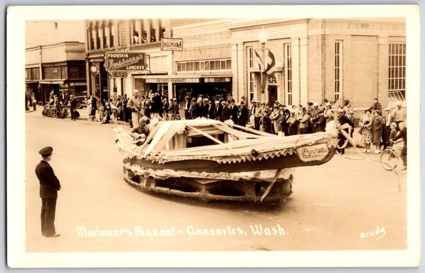 Marineers' Pageant Parade Boat Float Anacortes Washington RPPC