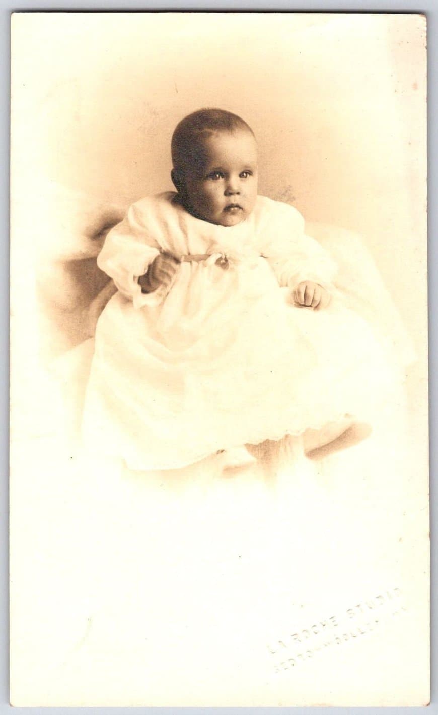 BABY in White Gown RPPC Portrait Postcard