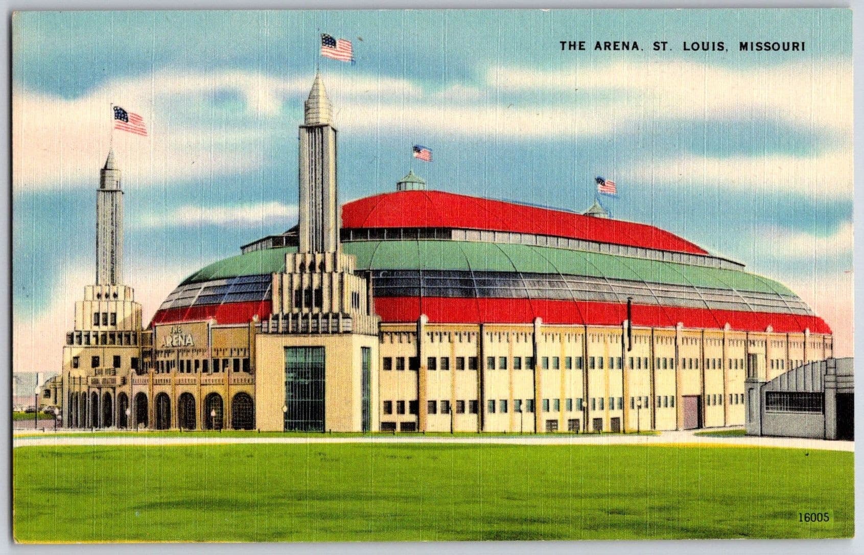 St Louis Missouri MO ARENA Checkerdome St Louis Blues Hockey Linen Postcard