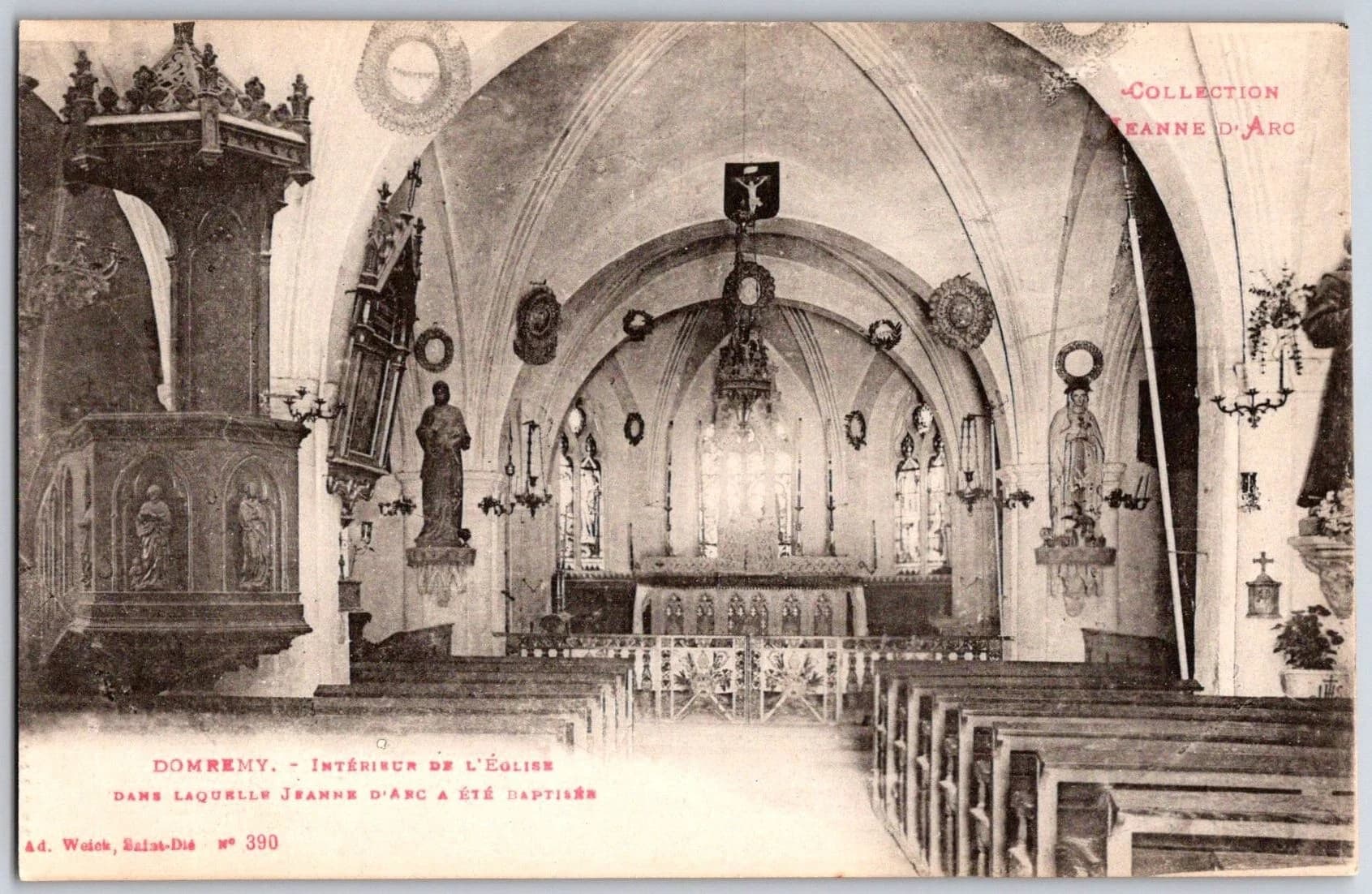 Saint Remy Church Domremy France Joan of Arc Baptism Ad Weick Postcard