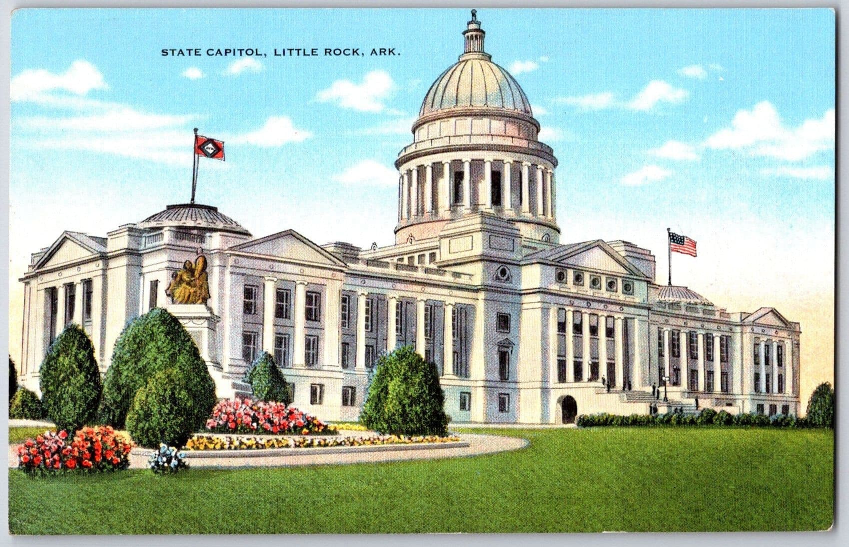 Arkansas State Capitol Little Rock Arkansas AR Linen Postcard