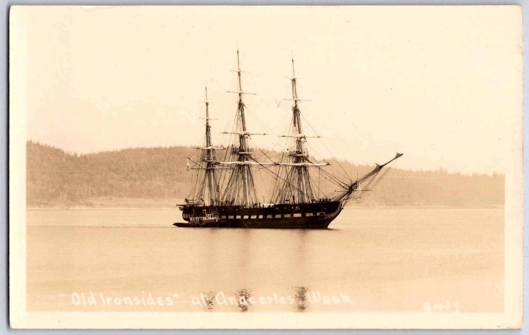 USS Constitution Old Ironsides Anacortes Washington WA Ferd Brady 1933 RPPC