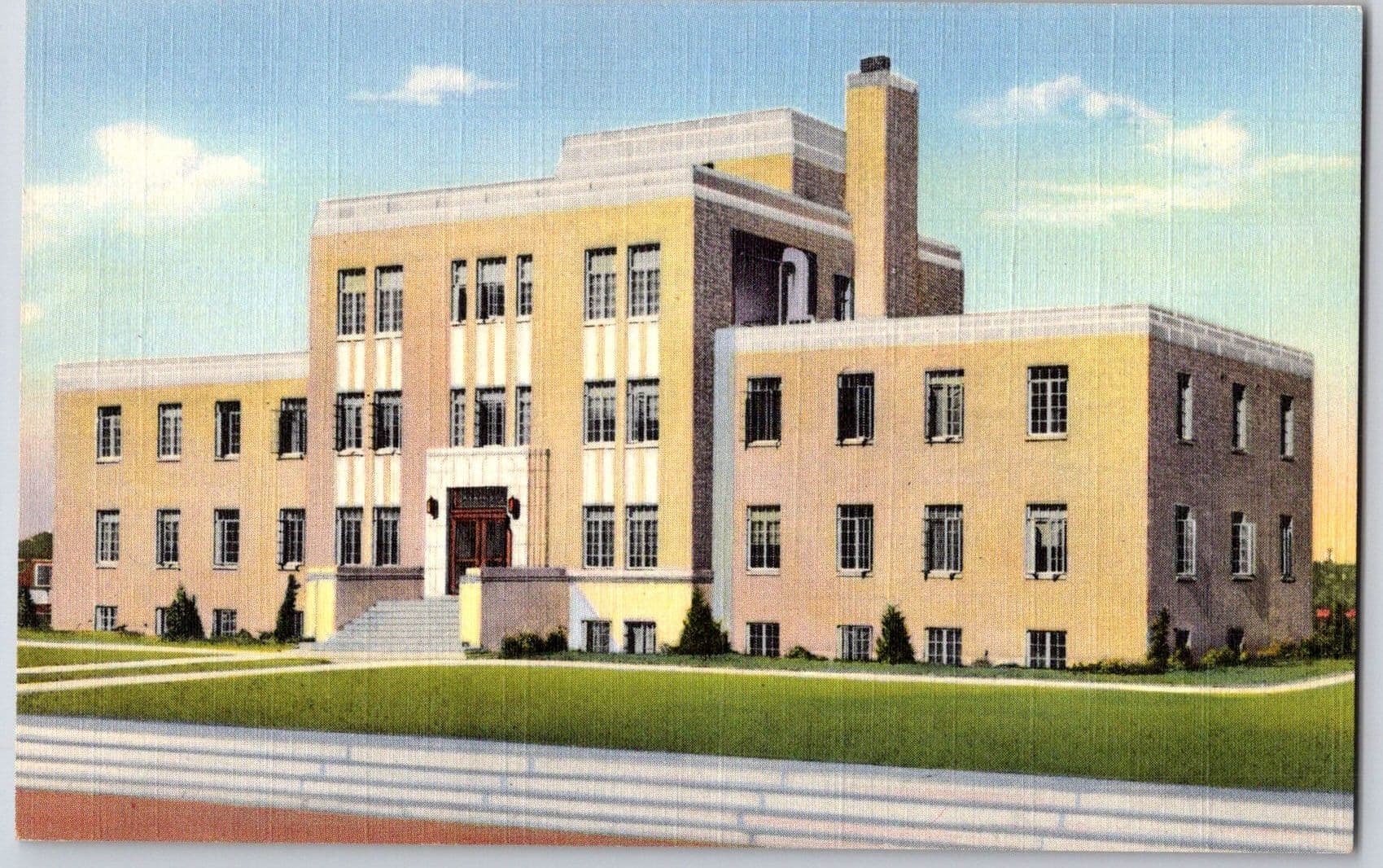 Clovis Memorial Hospital Art Deco New Mexico NM Linen Postcard