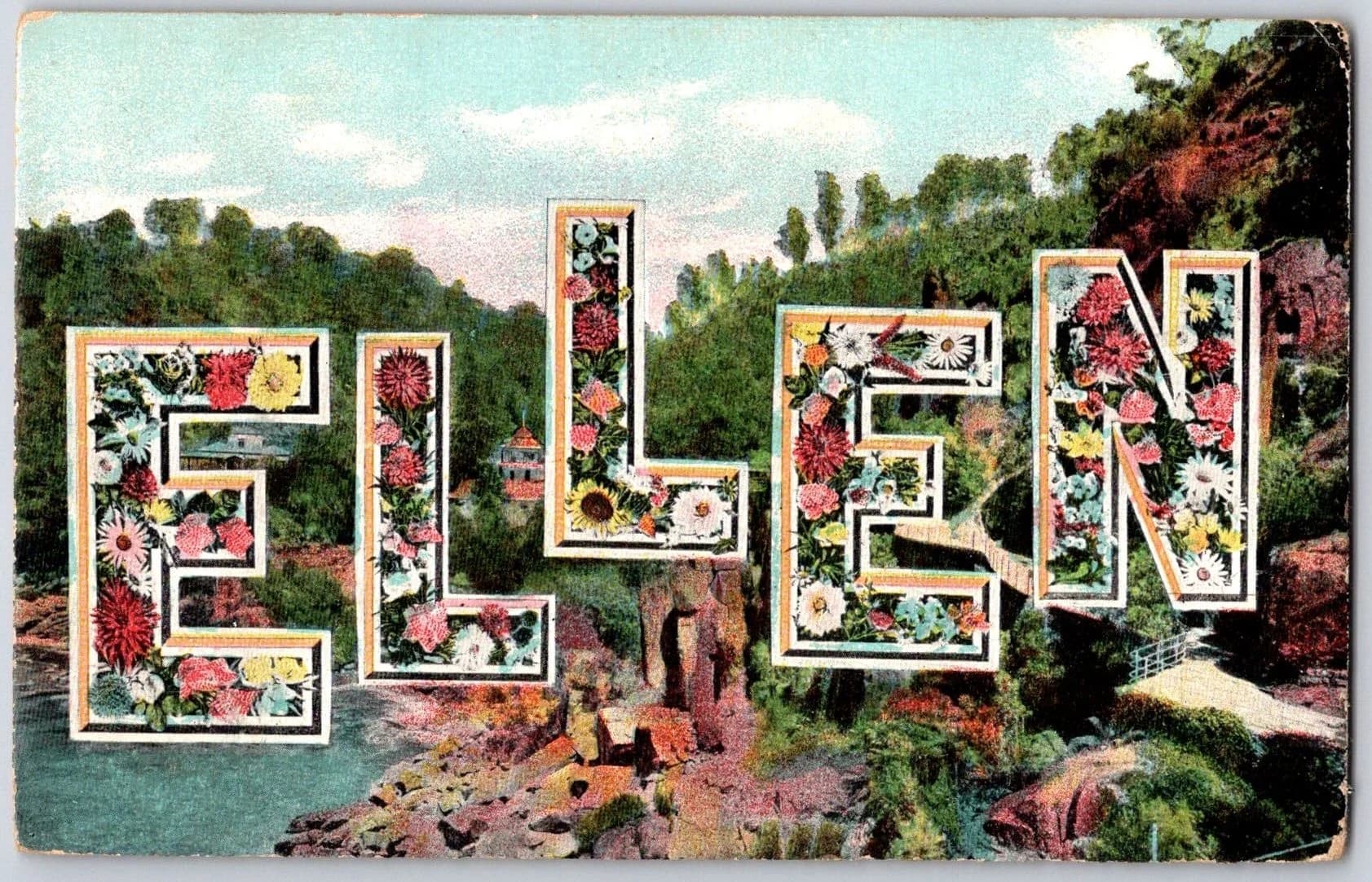 ELLEN Floral Name German-Made Postcard Divided Back Posted c1909