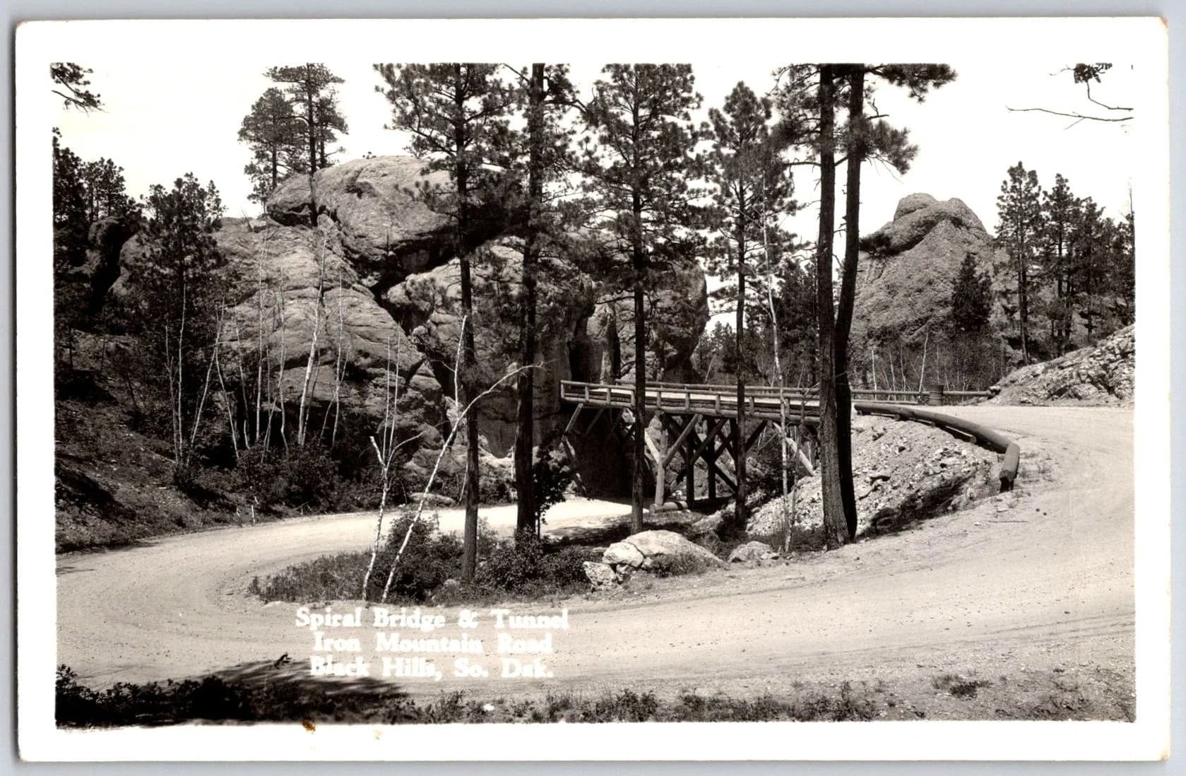 Iron Mountain Road Pigtail Bridge Tunnel Black Hills South Dakota SD Postcard