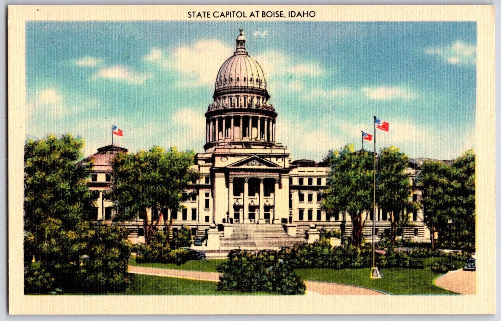 Idaho State Capitol Boise Idaho ID Vermont Marble Linen Postcard