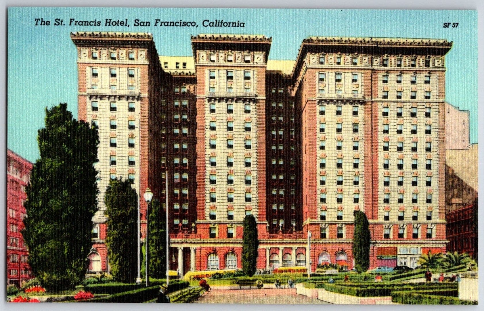 ST. FRANCIS HOTEL San Francisco CA Union Square Linen Postcard