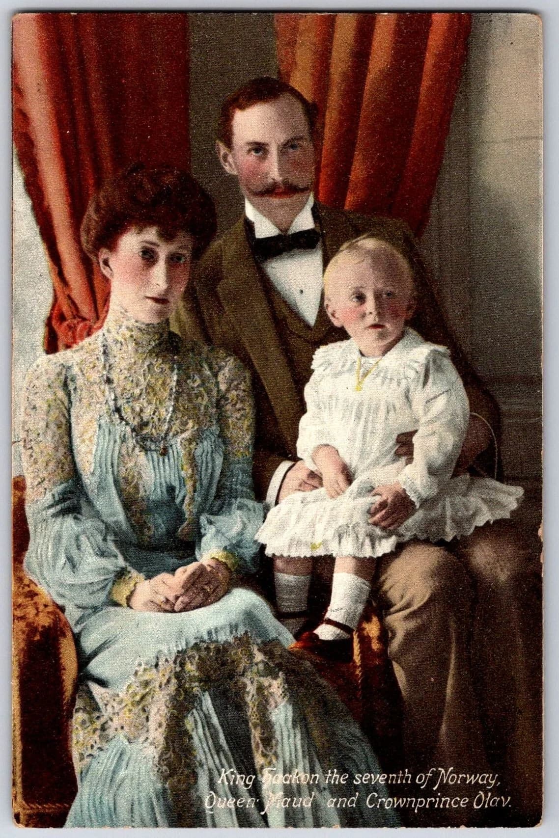 King Haakon VII Queen Maud Crown Prince Olav Norway Royal Family Postcard