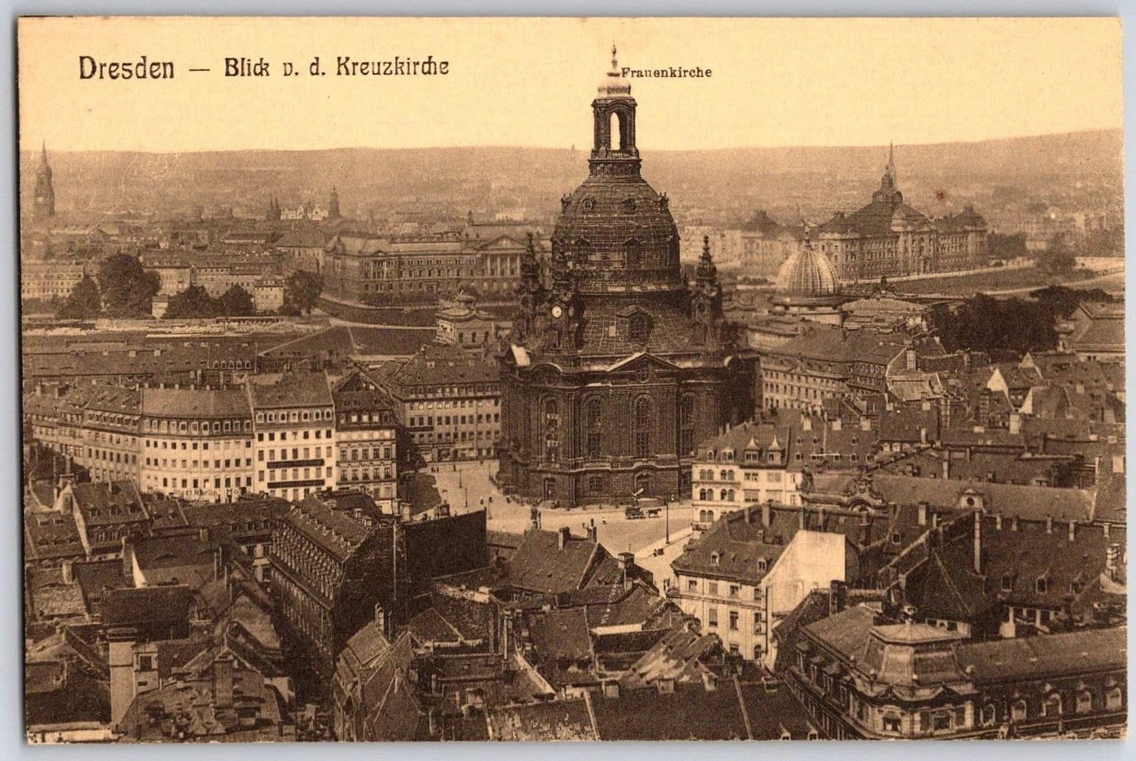 Dresden Germany Frauenkirche View from Kreuzkirche Old City Panorama Postcard