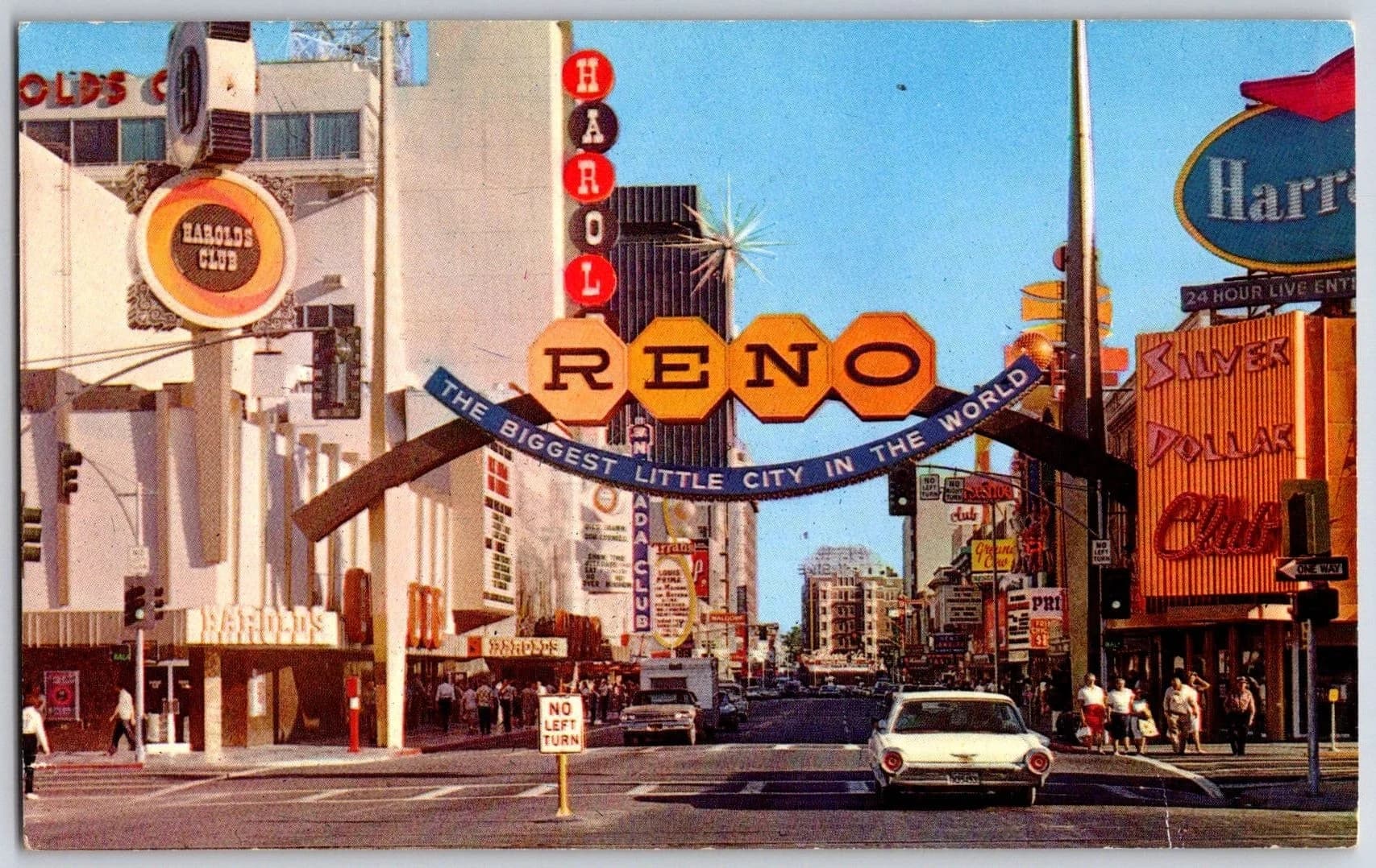 1960s Reno Nevada NV Harold's Club Harrah's Casino Area Chrome Postcard