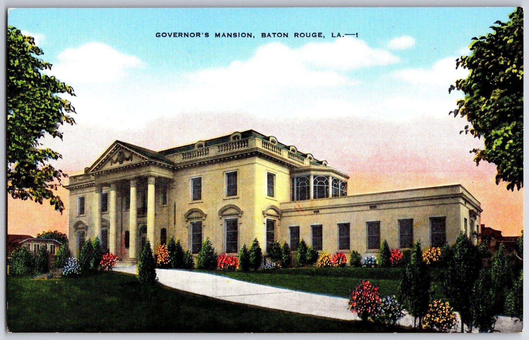 Baton Rouge Louisiana LA GOVERNOR'S MANSION Huey Long White House Postcard