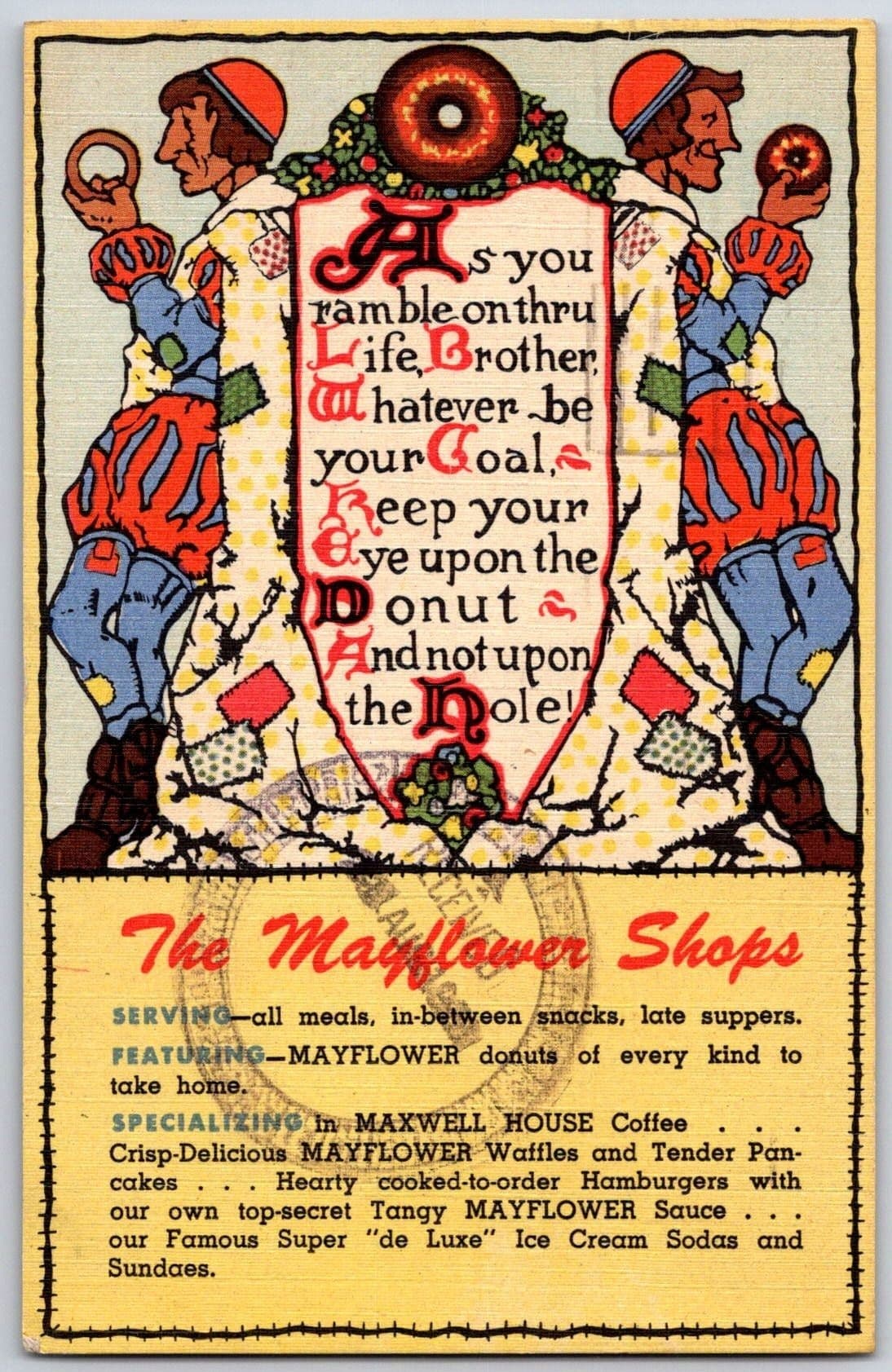 MAYFLOWER SHOPS "Keep Your Eye on the Donut" Maxwell House Coffee Postcard