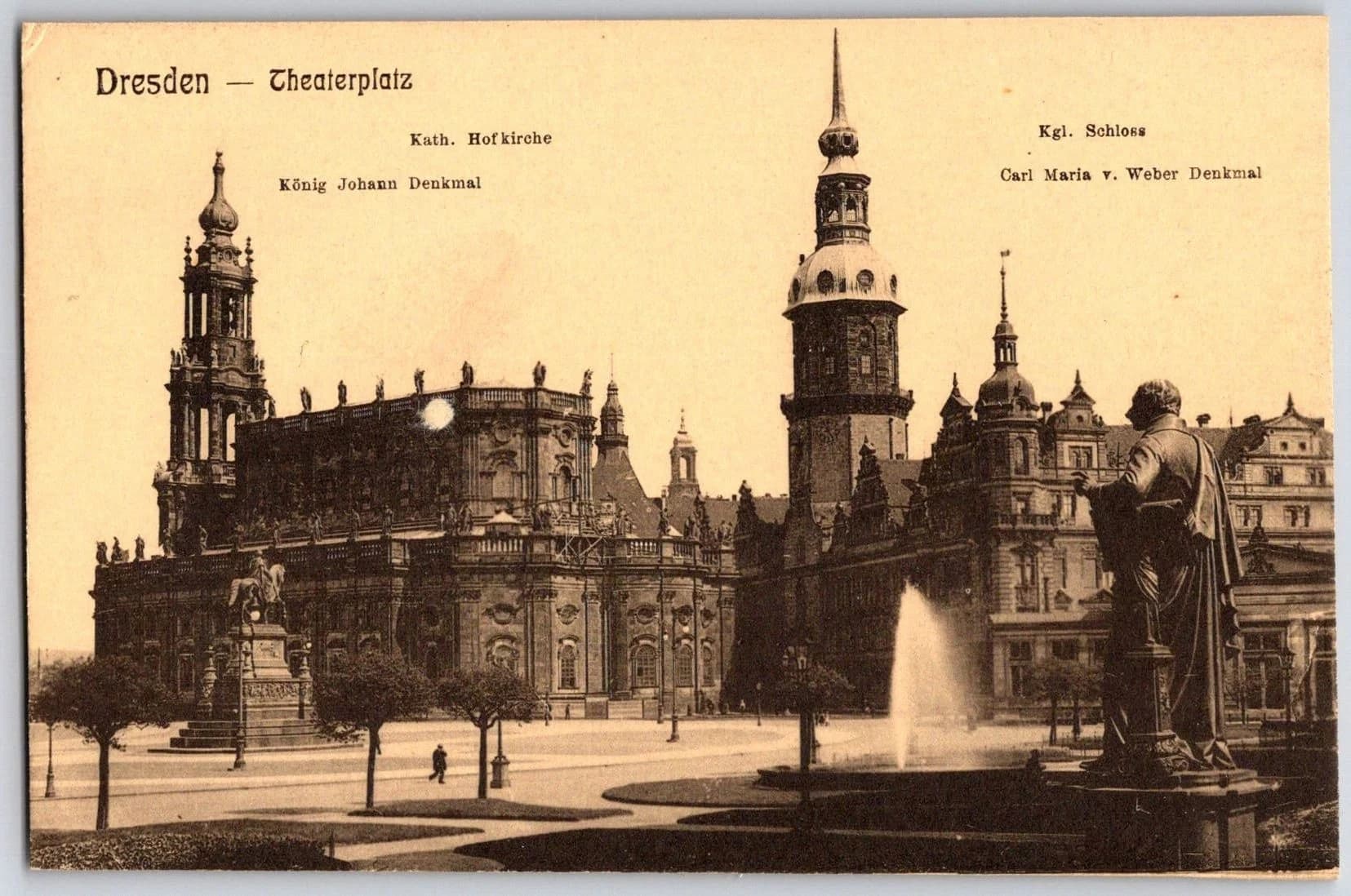 Dresden Germany Theaterplatz Hofkirche Royal Palace Weber Monument Postcard