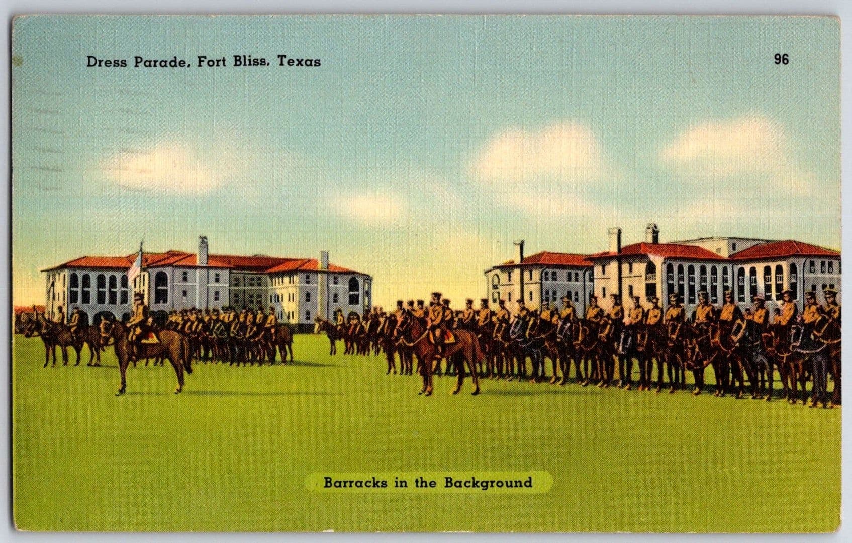 DRESS PARADE Fort Bliss Texas Military Event Linen Postcard