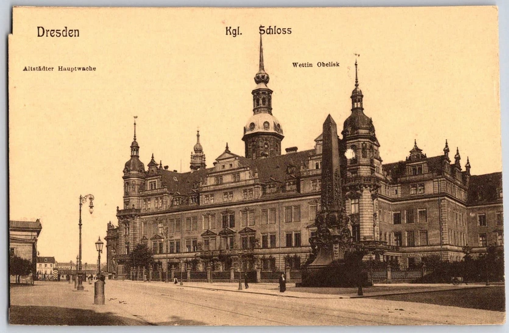 Dresden Germany Royal Palace Wettin Obelisk Hausmannsturm Postcard