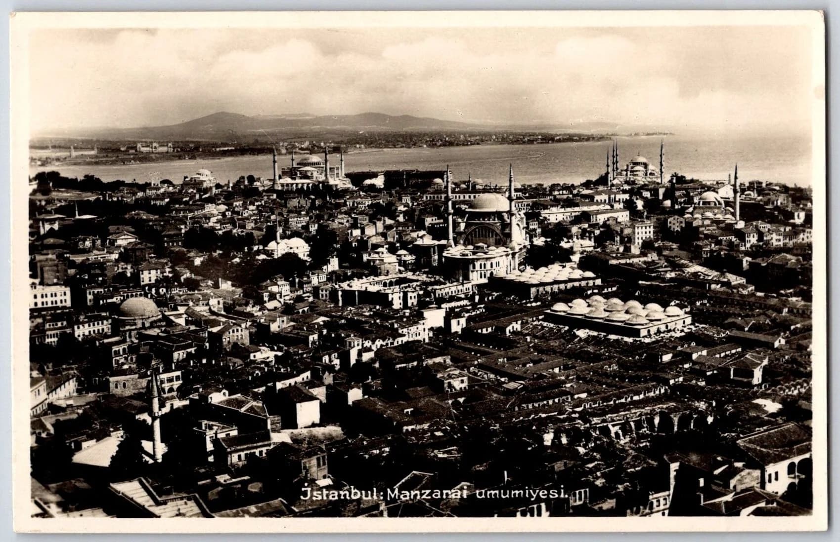 Istanbul Turkey Grand Bazaar Nuruosmaniye Hagia Sophia Blue Mosque RPPC Postcard