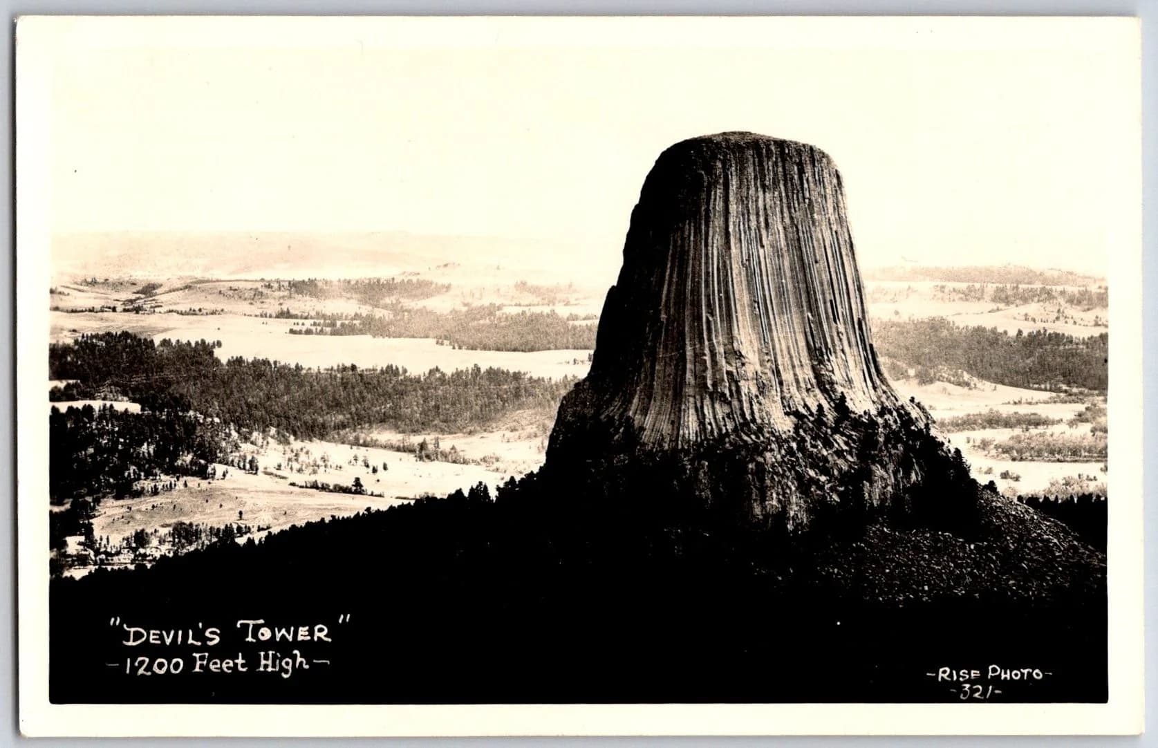 Devils Tower Wyoming WY Rise Photo 321 Rapid City Studio RPPC Postcard