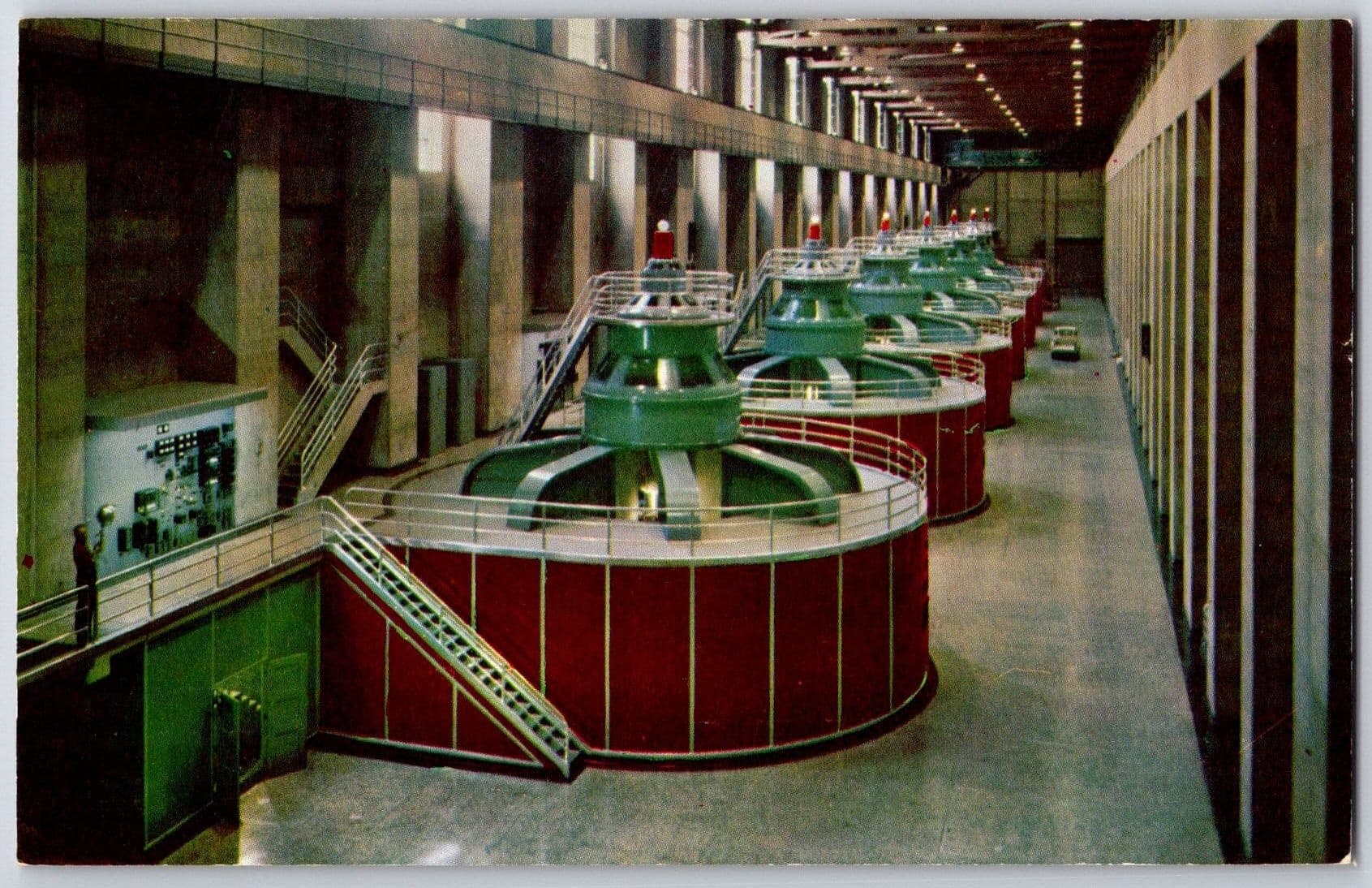 Hoover Dam Nevada Wing Powerhouse Generators Boulder City NV Chrome Postcard