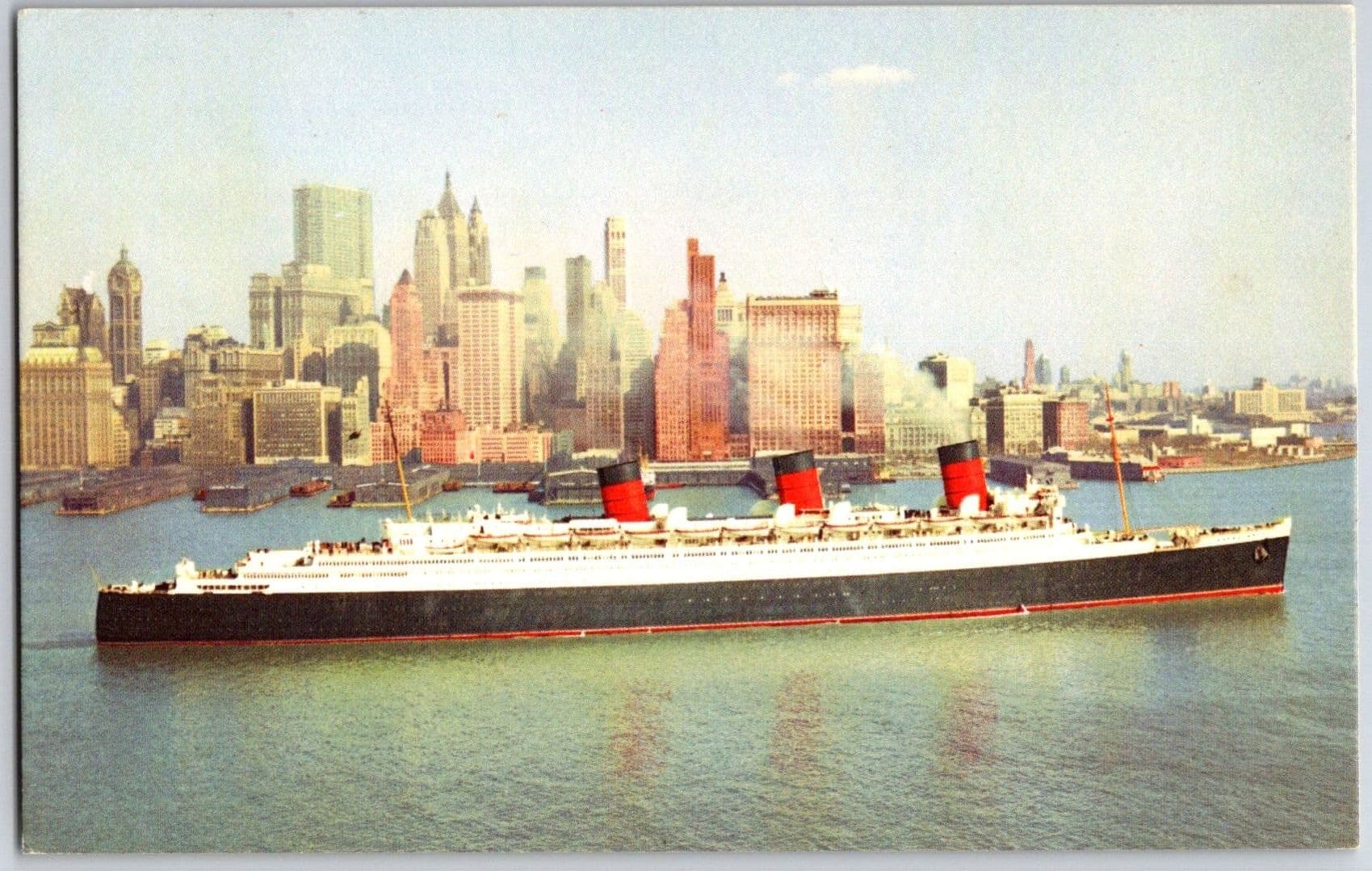 R.M.S. QUEEN MARY British Ocean Liner New York City Cunard Line Postcard