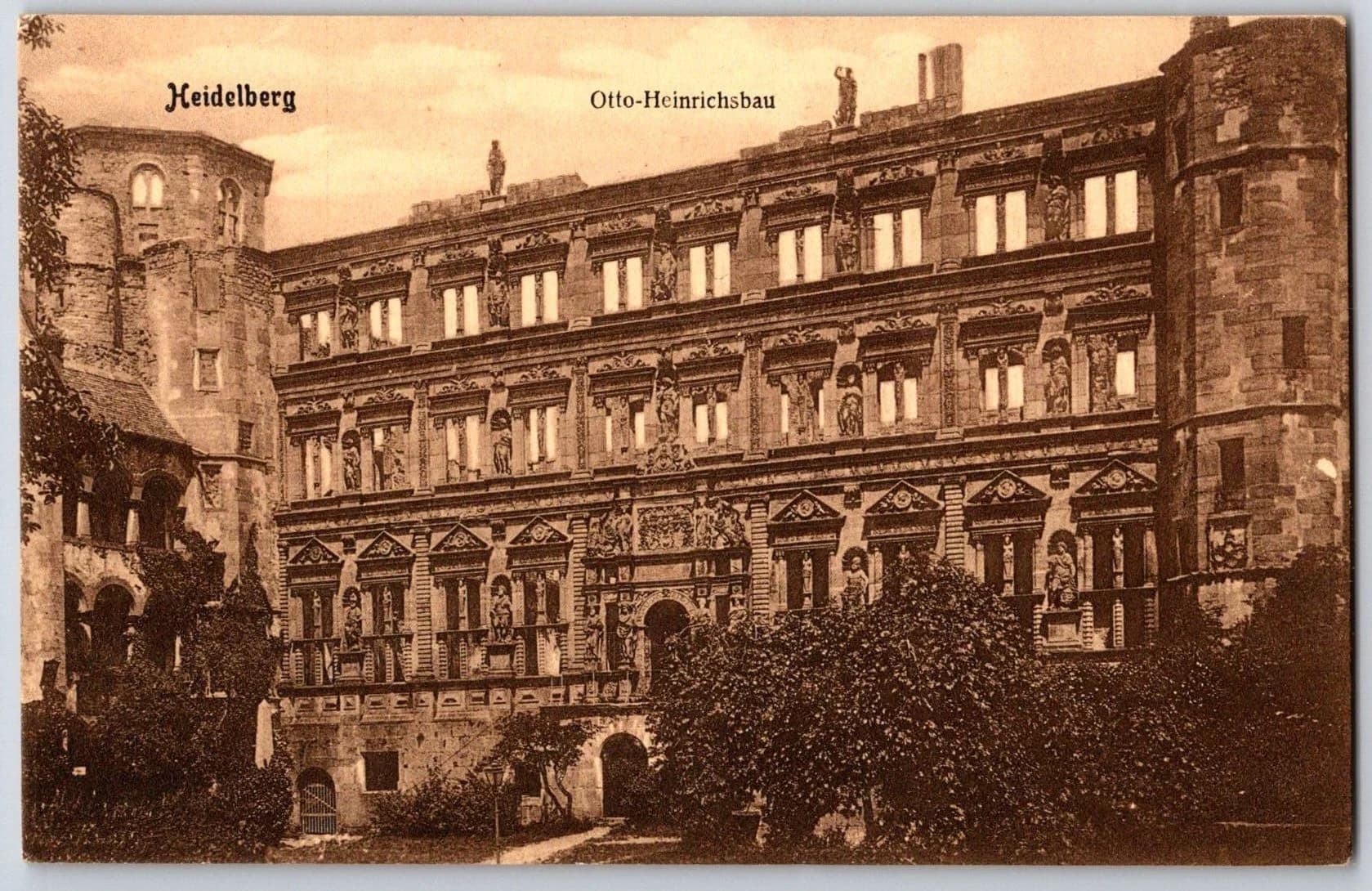 Heidelberg Castle Ottheinrichsbau Germany Printer Sample Trade Postcard