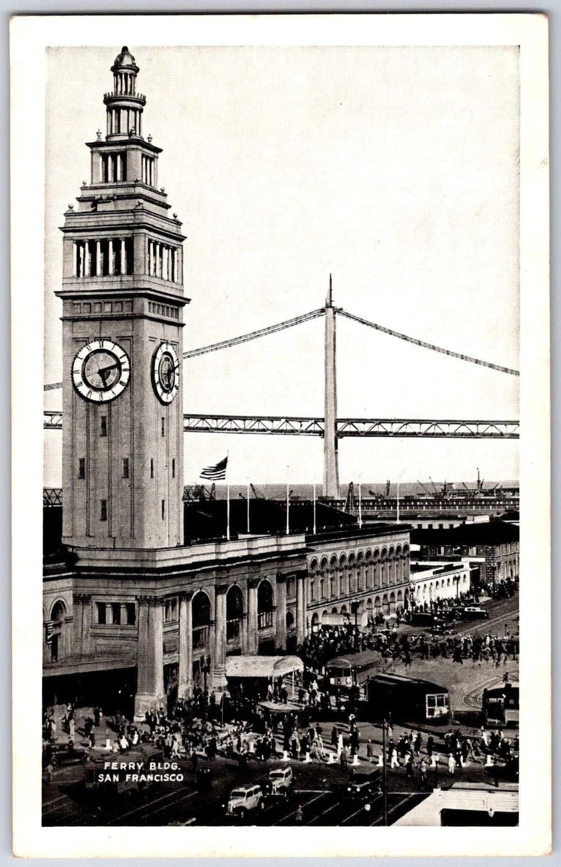Ferry Building San Francisco California CA Bay Bridge Streetcars Postcard