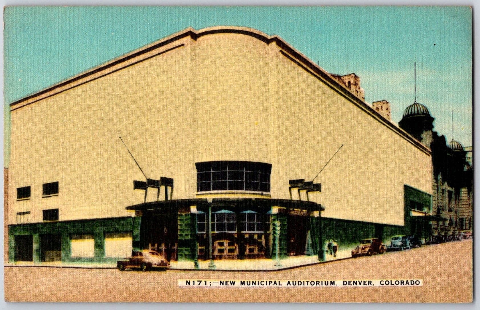 Denver Municipal Auditorium Addition O Roach Colorado CO Linen Postcard