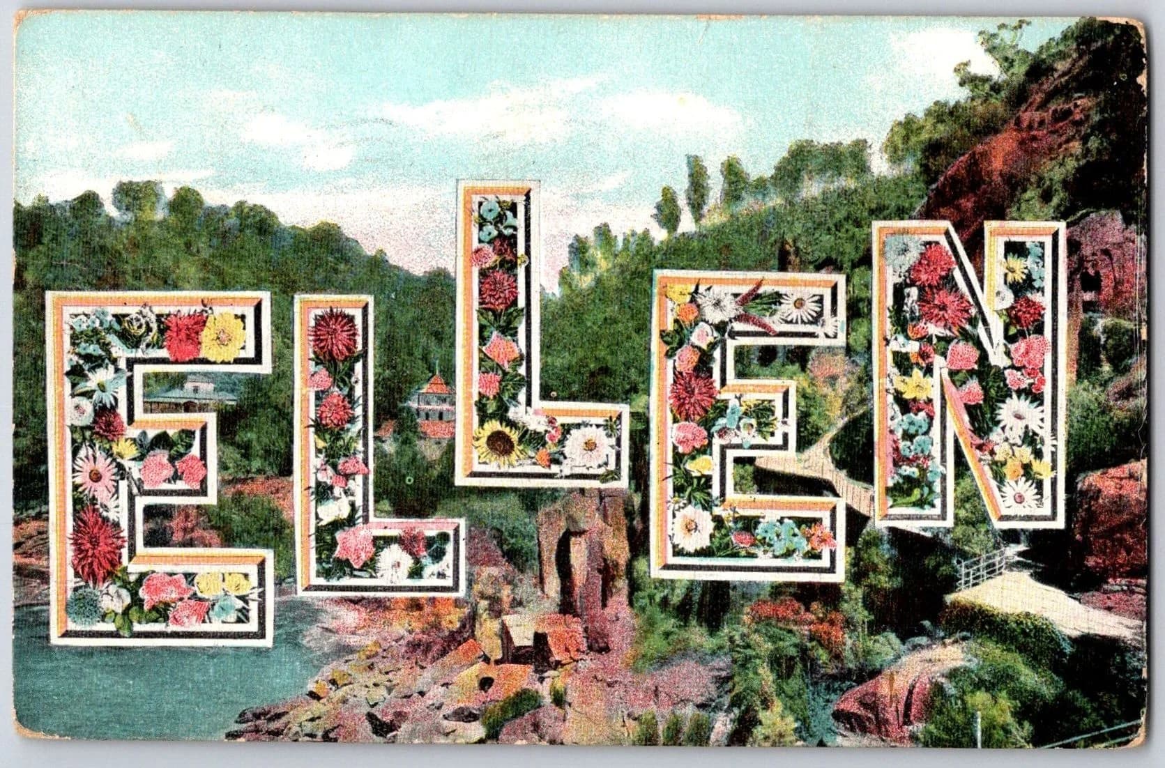 ELLEN Floral Name German-Made Postcard Divided Back Posted c1909