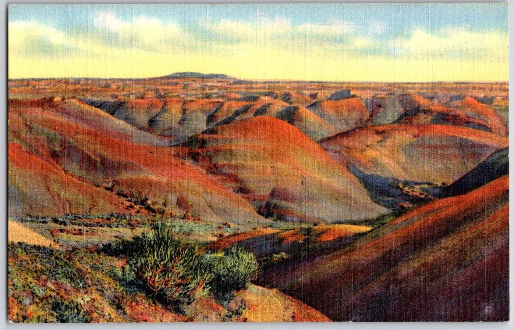PAINTED DESERT Arizona Linen Postcard Multi-Colored Sands